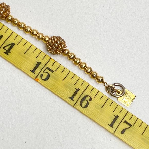 Anne Klein Station Choker Necklace Burnished Knots Over Gold Tone Ball Beads - Picture 7 of 9